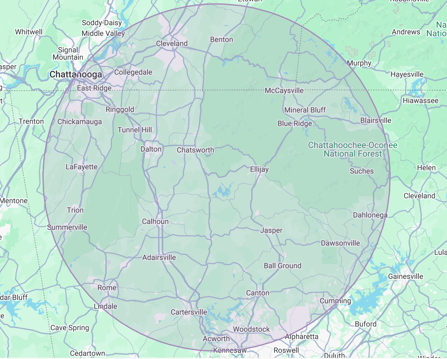 contact service area map